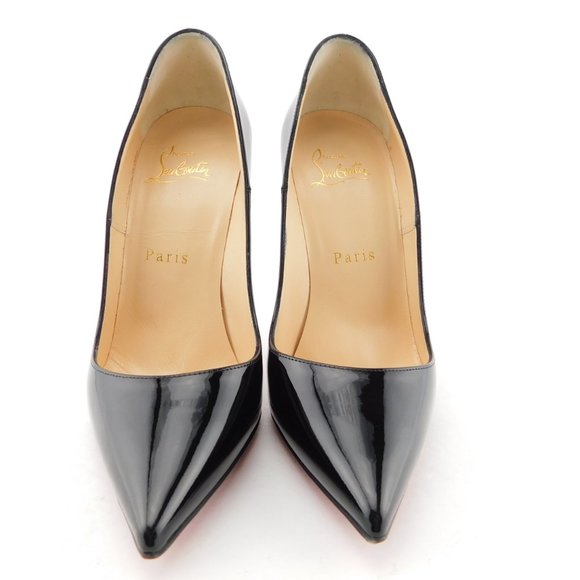 CHRISTIAN LOUBOUTIN Black Patent Leather Classic Stiletto Heel Pumps 35.5 - Picture 3 of 10